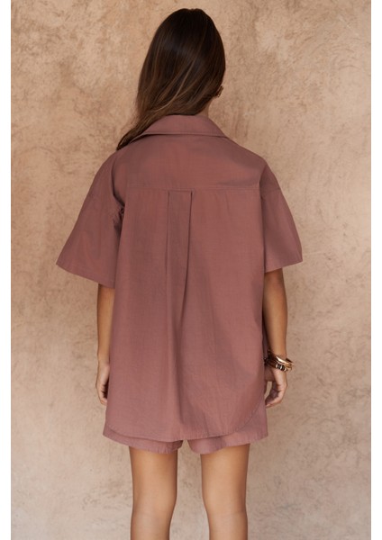 Corfu Açık Bordo Gömlek Şort Takım indirimleri