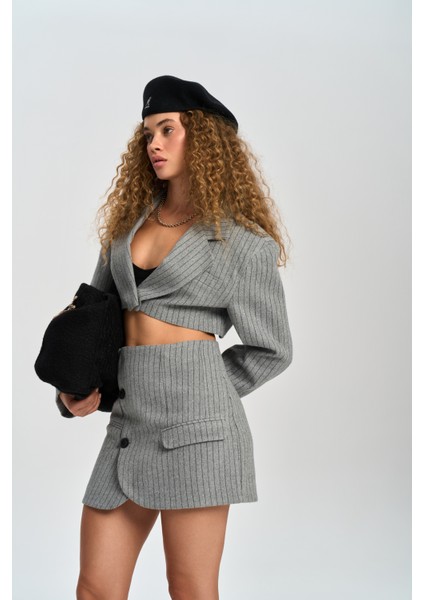 Elegant Gri Ceket-Etek Takım fırsatları