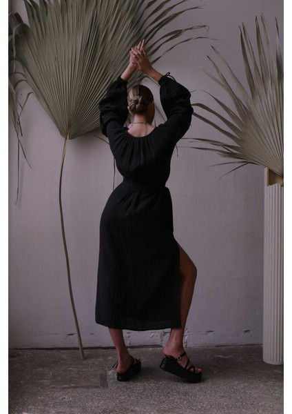 Helen Siyah Müslin Elbise modelleri