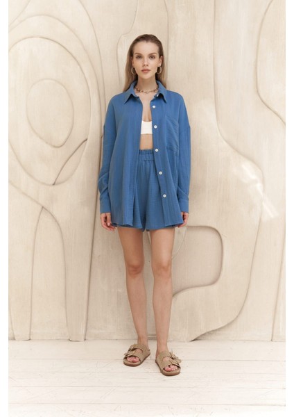 Cosmos Indigo Müslin Şort Takım fiyatları