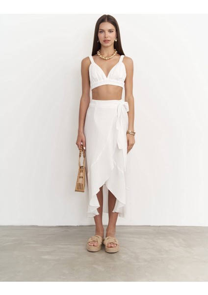 Adelina Beyaz Müslin Crop-Etek Takım fiyatları