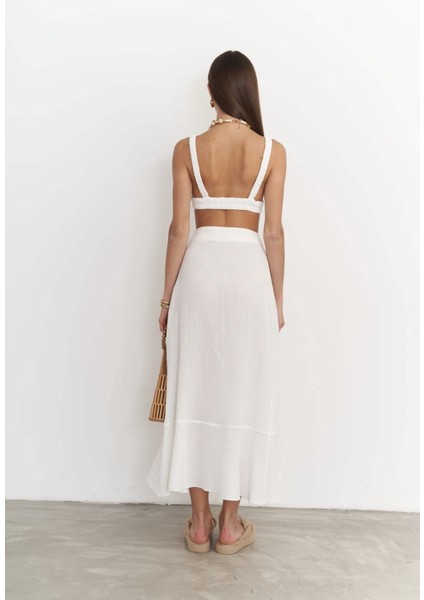 Adelina Beyaz Müslin Crop-Etek Takım fırsatları