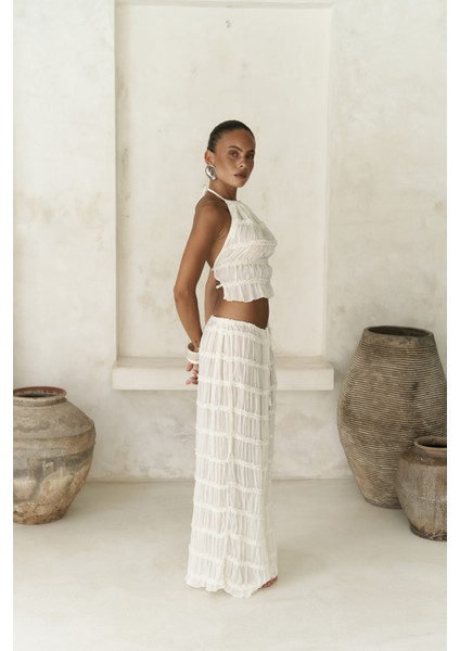 Sofi Transparan Ekru Crop Etek Takım modelleri