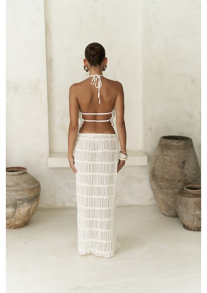 Sofi Transparan Ekru Crop Etek Takım fırsatları