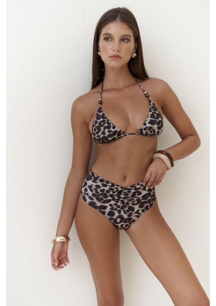 Tahmar Boncuk Detay Leopar Desen Bikini Üstü fiyatları