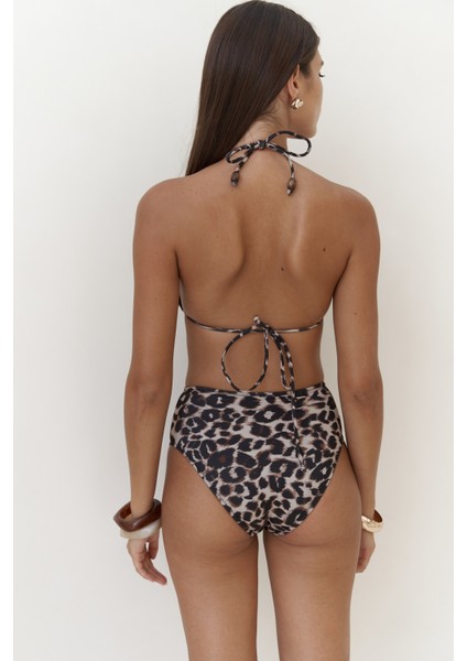 Tahmar Boncuk Detay Leopar Desen Bikini Üstü fırsatları