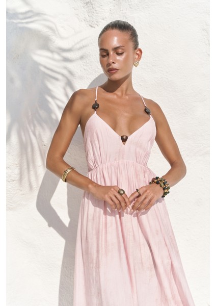 Aden Boncuk Detay Pembe Elbise fiyatları