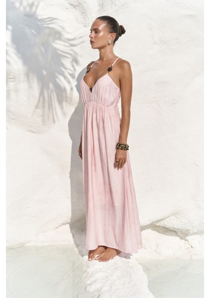 Aden Boncuk Detay Pembe Elbise fırsatları