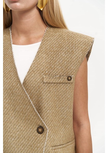 Faven Hardal Yan Yırtmaç Detay Yelek indirimleri