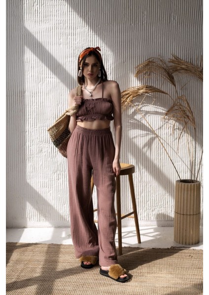 Harvey Kahve Müslin Crop Takım fiyatları