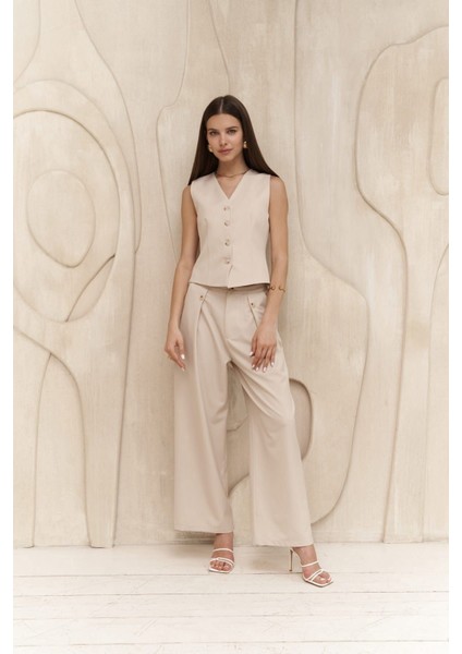 Diaz Düğme Detaylı Açık Bej Pantolon fiyatları