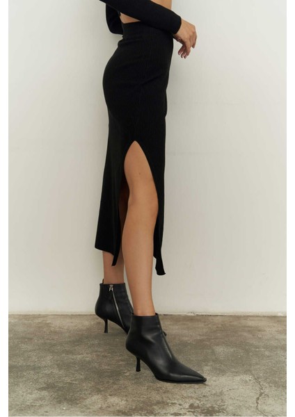 Sabrina Siyah Triko Etek-Crop Takım fırsatları