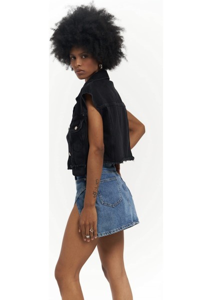 Matin Sıfır Kol Siyah Jean Yelek indirimleri