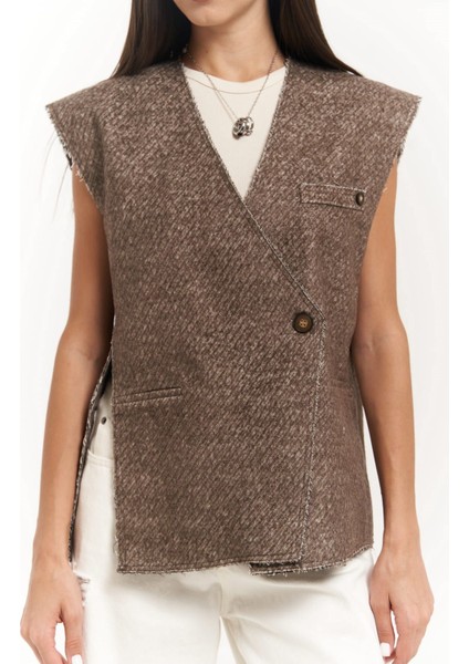 Faven Kahve Yan Yırtmaç Detay Yelek indirimleri