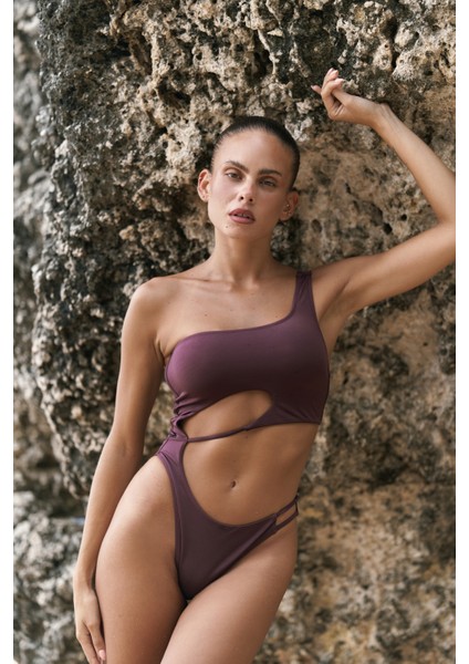 Donnalee Asimetrik Tek Omuz Bordo Mayokini fiyatları