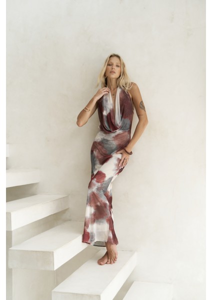 Galagher Degaje Bordo Uzun Elbise fiyatları