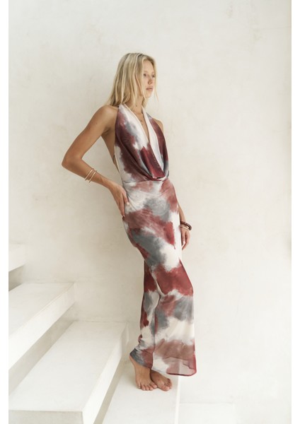 Galagher Degaje Bordo Uzun Elbise modelleri