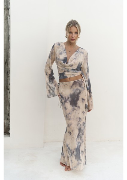 Pnaisyonist Uzun Kol Sarı Crop Etek Takım