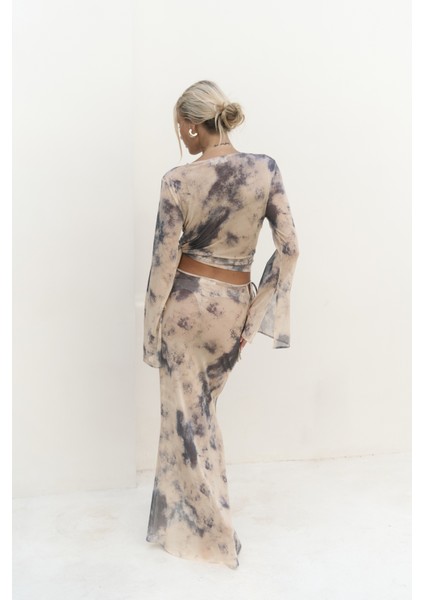 Pnaisyonist Uzun Kol Sarı Crop Etek Takım modelleri