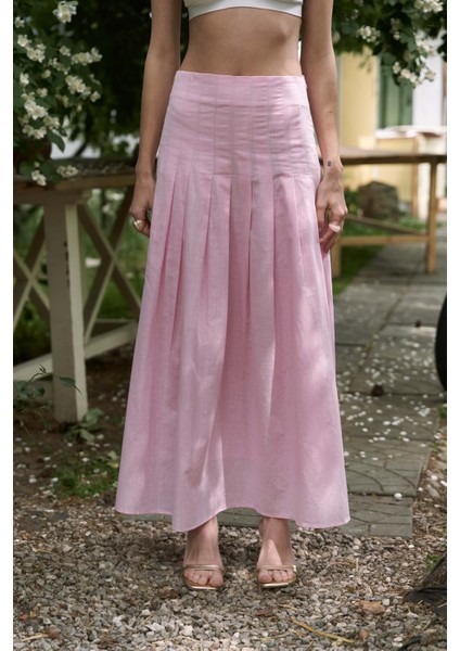 Sera Pile Detay Pembe Uzun Etek modelleri