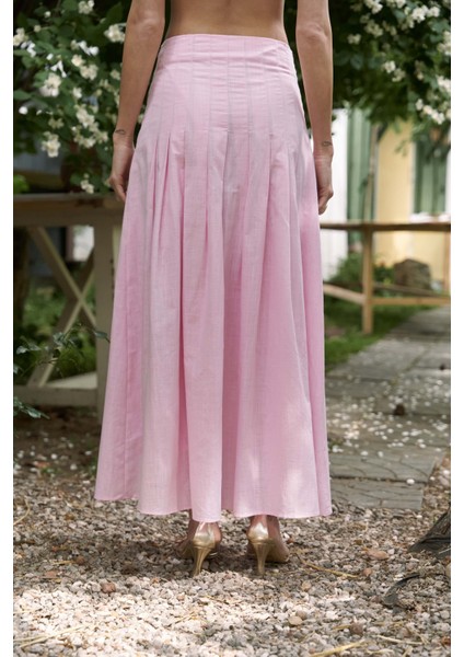 Sera Pile Detay Pembe Uzun Etek indirimleri