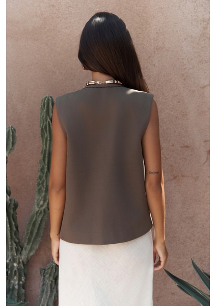 Maysa Nakış Detay Yeşil Yelek indirimleri