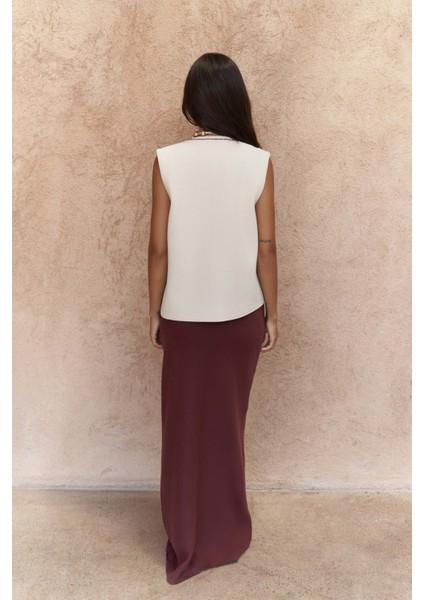 Maysa Nakış Detay Naturel Yelek indirimleri