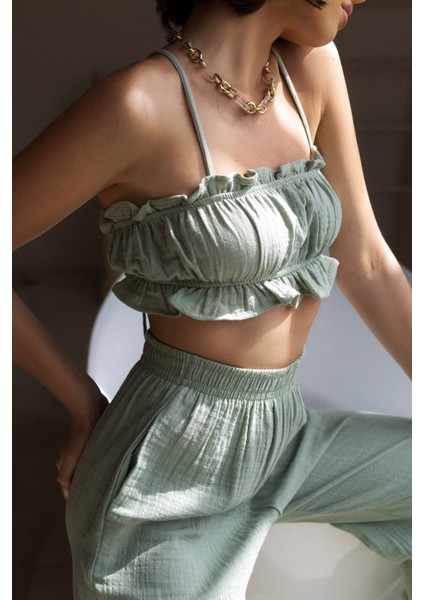 Harvey Çağla Müslin Crop Takım modelleri