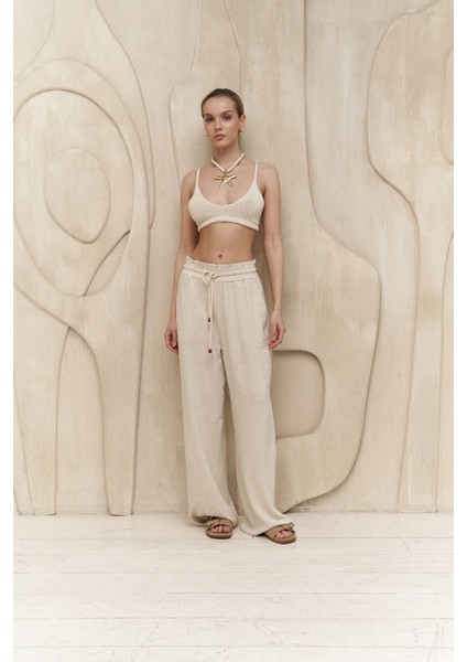 Rowena Ip Detay Bej Pantolon fiyatları