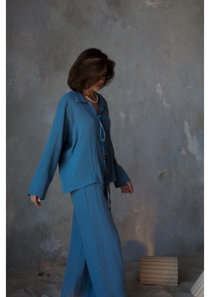 Bali Boncuklu Indigo Müslin Takım fırsatları