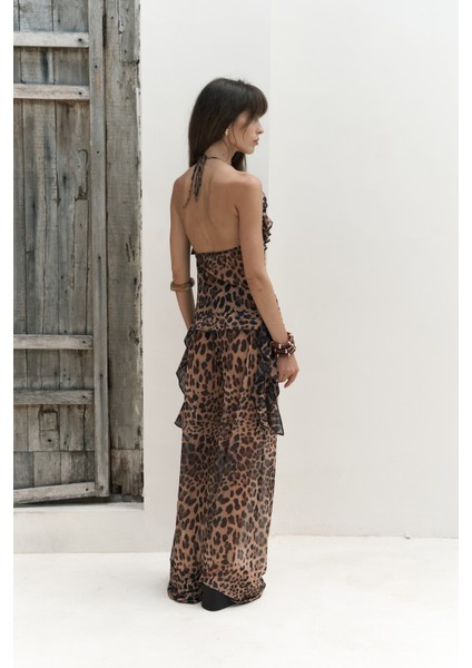 Sulliven Fırfır Detay Leopar Desen Crop Pantolon Takım fırsatları