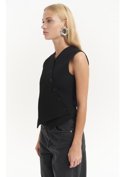 Trappe Siyah Asimetrik Yelek indirimleri