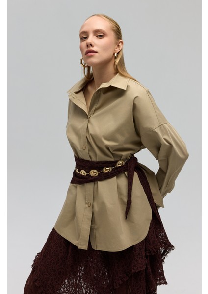 Phoebe Oversize Taş Gömlek