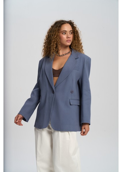 Solara Arkası Düğmeli Indigo Blazer fiyatları