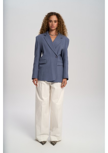 Solara Arkası Düğmeli Indigo Blazer indirimleri