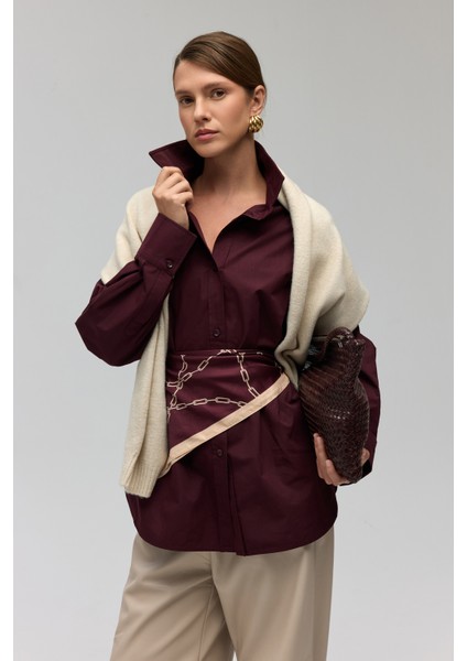 Phoebe Oversize Bordo Gömlek modelleri