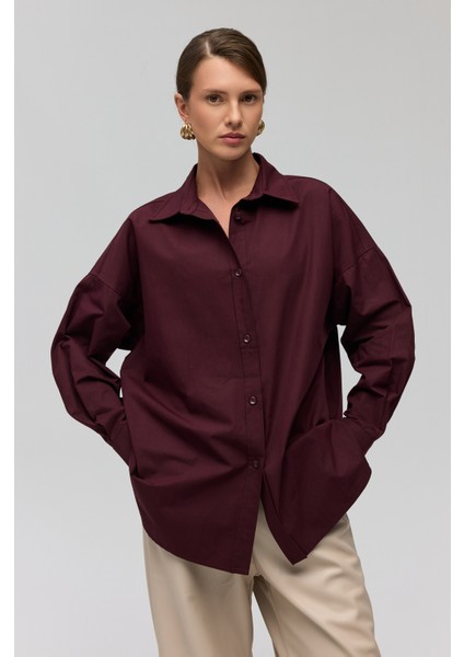 Phoebe Oversize Bordo Gömlek fırsatları
