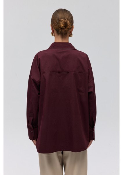 Phoebe Oversize Bordo Gömlek indirimleri