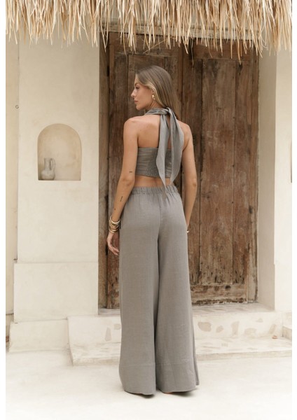Moira Füme Keten Crop Pantolon Takım indirimleri