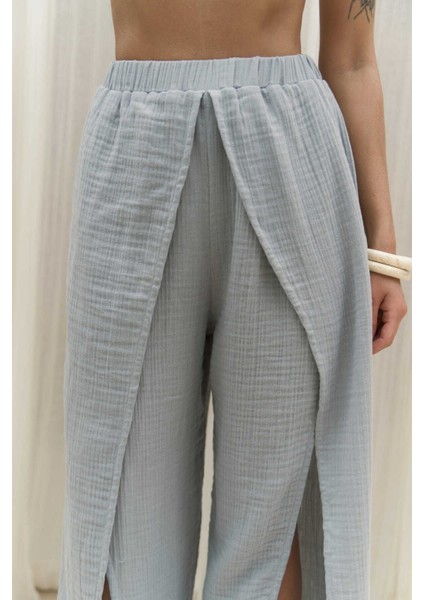 Bima Yırtmaç Detaylı Gri Pantolon fırsatları