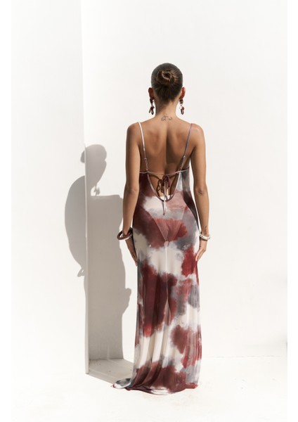 Chomhan Askılı Degaje Bordo Uzun Elbise fırsatları