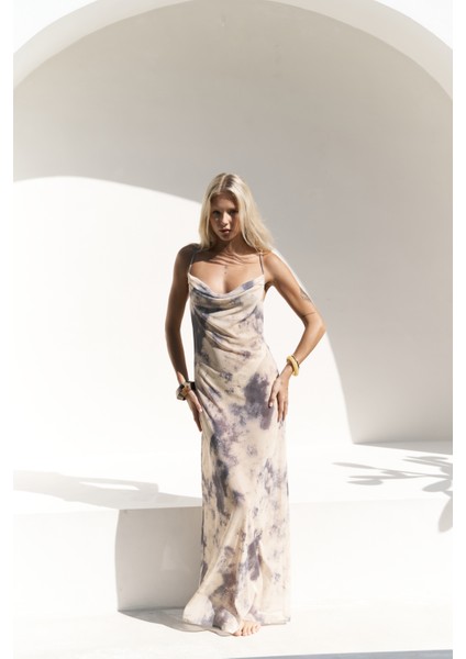 Chomhan Askılı Degaje Sarı Uzun Elbise fiyatları