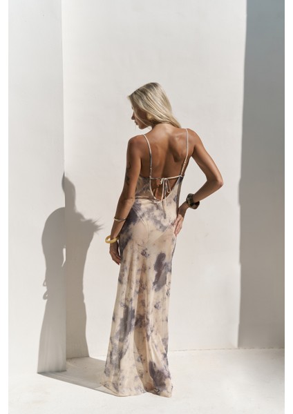 Chomhan Askılı Degaje Sarı Uzun Elbise indirimleri