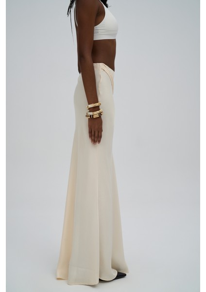 Muirnas Askı Detay Ekru Uzun Saten Etek fırsatları