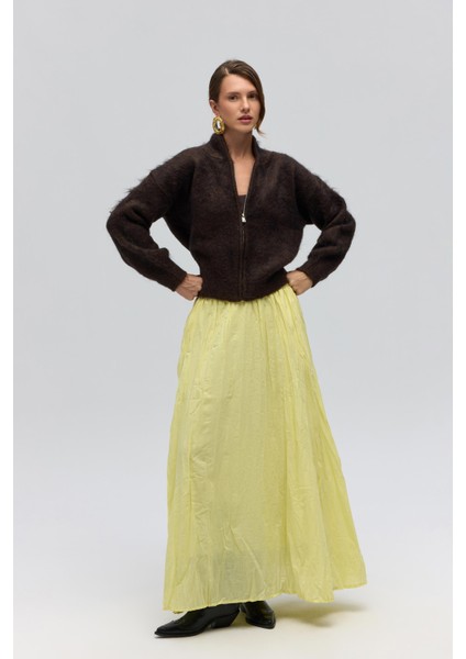 Jayla Kırışık Detay Sarı Uzun Etek fiyatları