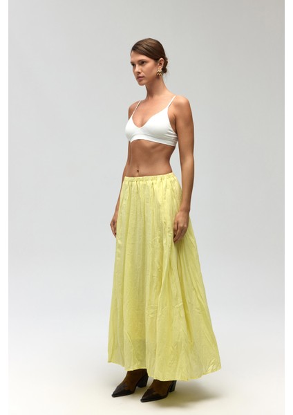 Jayla Kırışık Detay Sarı Uzun Etek fırsatları