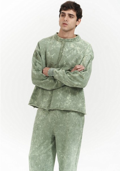 Renee Batik Yıkamalı Yeşil Erkek Eşofman Takım