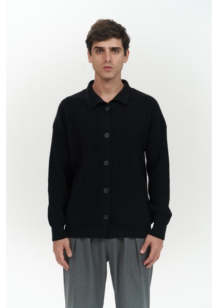 Bastian Düğme Detay Siyah Erkek Triko Hırka fiyatları