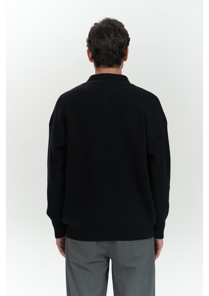 Bastian Düğme Detay Siyah Erkek Triko Hırka fırsatları