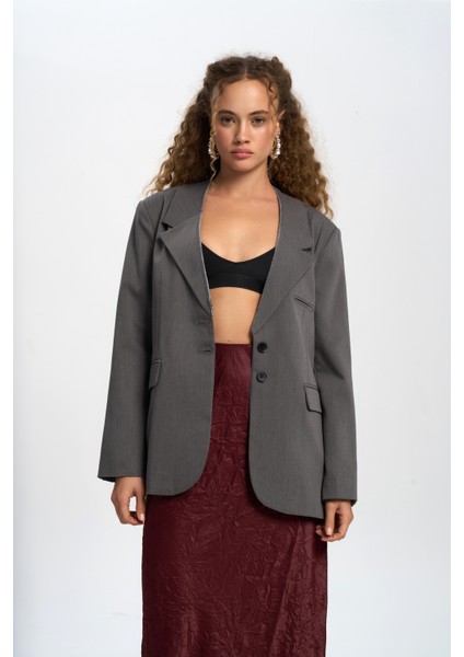 Volda Yaka Detay Antrasit Blazer fiyatları